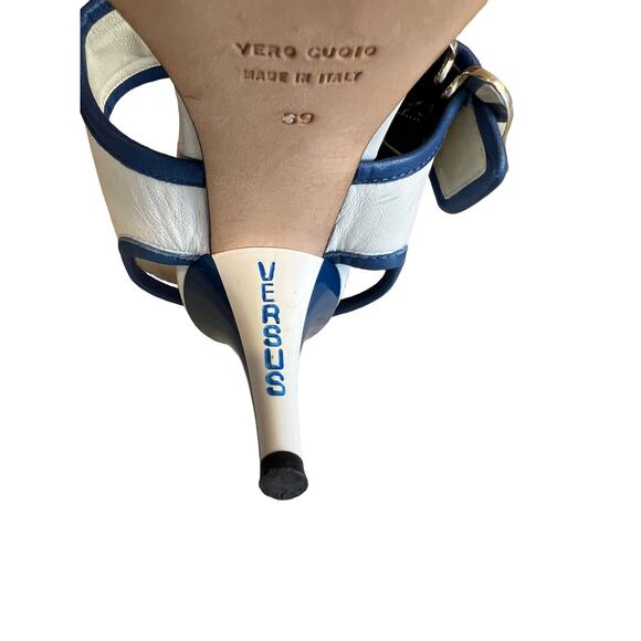 Versace Versus Heeled Sandals White Blue 39 - Picture 5 of 11